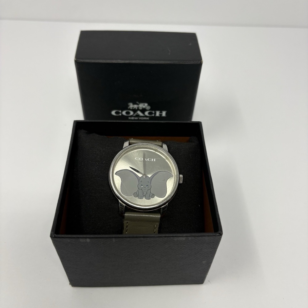 Coach Dumbo Disney Leather Strap Watch Silver Dial With Box - Picture 4 of 6